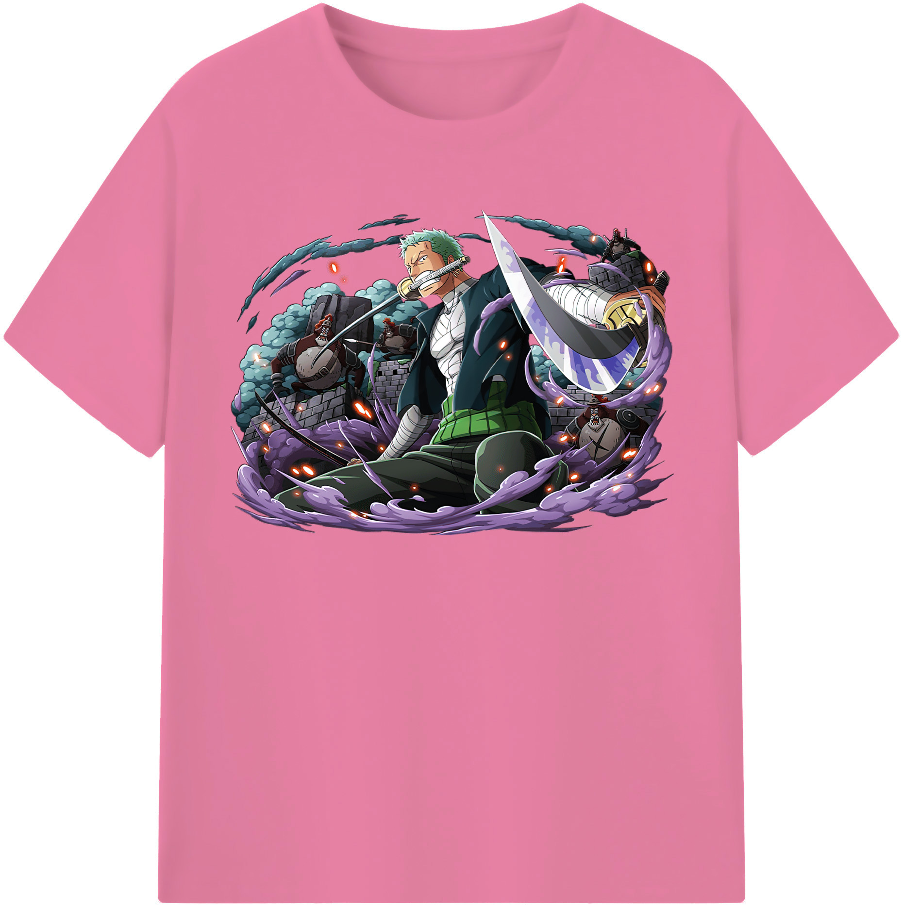 ワンピース ロロノア・ゾロ ONE PIECE Roronoa Zoro 綿100％半袖Tシャツ（フロントプリント）